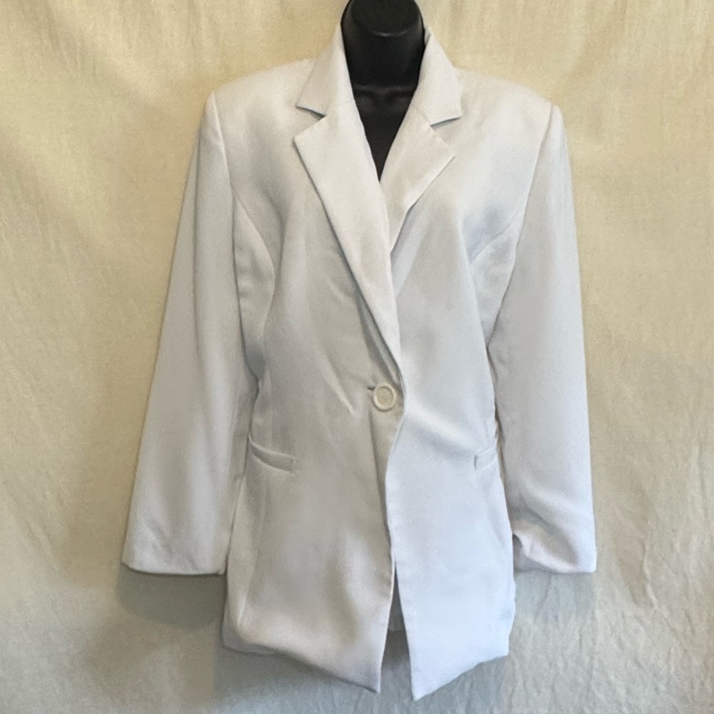 B-297 Maxene Couture‎ PLUS SIZE 14 White Lined Blazer Suit Jacket